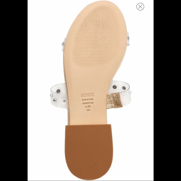 SCHUTZ āARIELLEā GOLD & CLEAR SLIDE SANDALSš - Picture 9 of 9